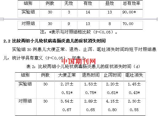 秋泻灵合剂联合干扰素治疗小儿轮状病毒肠炎临