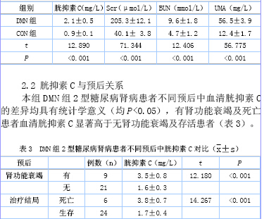 胱抑素C在2型糖尿病肾病病情及预后评估中的