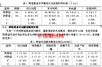 关于低位小切口切除术和传统手术用于甲状腺瘤患者治疗中的临床效果